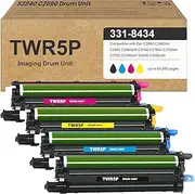 TWR5P S3845 S3840 C2660 331-8434 Imaging Drum Unit Replacement for Dell TWR5P 331-8434 S3840 C2660 Compatible for C2660dn C2665dnf C3760n C3760dn C3765dnf S3840cdn S3845cdn Color Laser Printer Drum