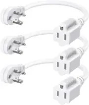 DEWENWILS 1FT Extension Cord Indoor, 14 Gauge Short Flat Plug Extension Cord Whi