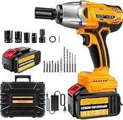 1500Nm 3 IN 1 Cordless Impact Wrench With Electric Drill Function 1/2 Brushless Impact Gun For Car Tyre Wheel 3 Speed(1 Battery)