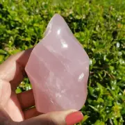 Natural Rose Quartz Stone Flame Tower Pink Crystal Obelisk Home Decoration