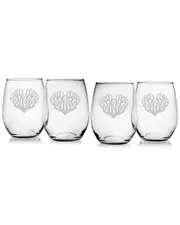 Susquehanna Glass "Coral Heart" Set of 4 Stemless Glasses