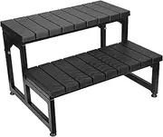 Hot Tub Steps with Adjustable Anti-Slip Screws Bottom，Heavy Duty Metal Frame Hot Tub Stairs, Spa Steps with Non-Slip Sturdiness Plastic Tread Easy Install Multi Purpose 2-Step Spa Stairs