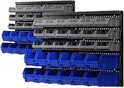 Giantz Storage Bin Rack, 60 Bins Garage Tool Storages Shelving Wall Mounted Toolbox Shelf Bracket Home Workshop Garden Organiser, 72kg Capacity Stable Blue Grey