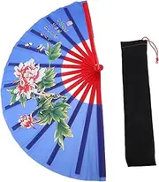 NULYLU Compact Foldable Hand Fan with Peony Design for Martial Arts Dance Weddings Travel