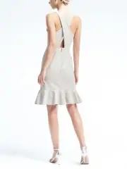 Banana Republic Cross-Back Ponte Dress, Size 2P Heather Gray (104135)