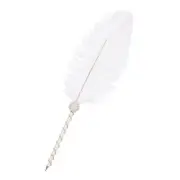 Feather Pen, Ostrich Vintage Feather Quill Pen 1mm Black Ink Pens, White