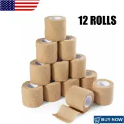 12/6PCS Tan Medical Self Adhesive Elastic Bandage Wrap 2" x 5 Yards Vet Tape