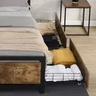Levede 4 Double Bed Frame Storage Drawers Metal Wooden Wood Bonus Bottom Mat