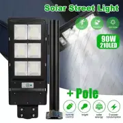 Commercial 990000000LM Solar Street Light 90W 210LED PIR Sensor IP65+Remote+Pole