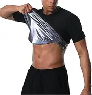 Donason Sauna Shirt for Men Weight Loss Compression Sweat Suit T-shirt Heat Trapping Workout Body Shaper Mens Shapewear