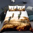 Linen Motorcycle Soil Quilt Doona Duvet Cover Set Single/Double/Queen/King Bed