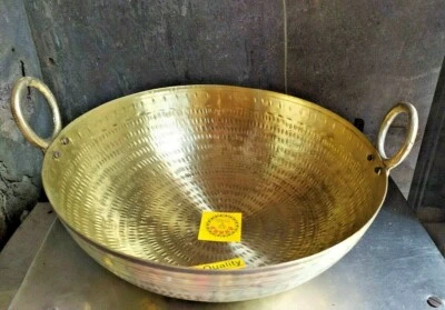 Indian Traditional kitchen Brass Kadhai / Deep Frying Pan 4000 ML French fries