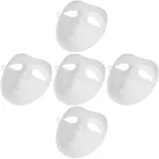 HOODANCOS White Paper Mache Mask 5pcs DIY Full Face Masks Paintable White Plain Masks Blank Craft Mask Men Women Costume Mask for Cosplay Mardi Gras Masquerade Dance Party