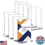 8 Pack 8.5" x 11" Acrylic Sign Holder, Clear Menu Holder Stand, Vertical Acry