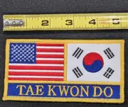 UNITED STATES KOREA TAE KWON DO FLAG PATCH MARTIAL ARTS