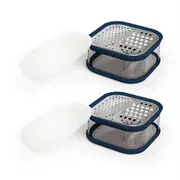 2x Davis & Waddell Multi Grater Fruit/Vegetable Cutter w/ Storage 14cm Grey/Blue