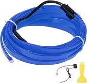 X AUTOHAUX 3 Meter EL Wire Cable LED Glow String Light Car Lighting Strip Flexible Neon Light for Car Decoration Wiring Driver(12v) Blue