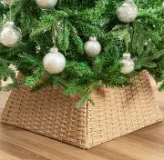 Christmas Tree Collar, Woven Rattan Tree Collar for Slim Pencil Tree, Small Tree