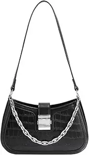 [RTGGSEL] Retro Trendy Women's Vegan Leather Crossbody Shoulder Bags Crescent Underarm Satchel Handbag Tote Purse Hobo Bag