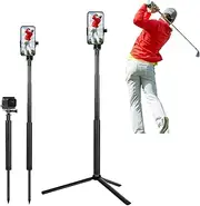 Golf Tripod and Monopod Selfie Stick with Ground Spike Stake, Golf Swing Analyzer Phone Holder for Training Aid, Golf Selfie Stick Tripod for Recording Swings