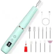 Cordless Electric Nail Drill, Portable Nail File Kit for Acrylic, Portable Home Manicure Kit, Green