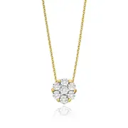 Zamel's 9ct Two Tone Gold & Diamond Set Cluster Pendant Jewellery