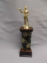 male dart trophy theme oval black column weighted base award
