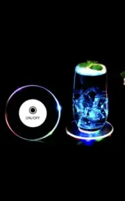 LED Glow Acrylic Crystal Bar Cocktail Stand Light Flashing Base Tableware Pads