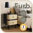 Furb Black Bedside Table with 2 Drawers Side Tables Nightstand Storage Cabinet
