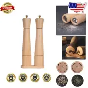 Elegant Adjustable Salt & Pepper Mill Set with Tray - 32 cm Rubberwood Grinders