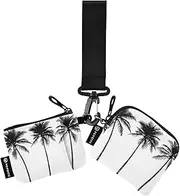 [XYMZR] Palm Tree White Black Mini Zip Around Wristlet keychain Wallet for Women Personalized Pattern Detachable Dual Pouch Wristlet Portable Wallet Phone Coin Purse, Multi-colored, One Size