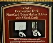 ThirstyStone Decorative Fork Place Card or Menu Marker Holders 2 piece New