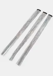 [Neva Nude] Silver 20" Hair Tinsel Extension 3-Pack