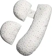 Monehet Maternity Pillow,Pregnancy Pillows for Sleeping, Detachable and Adjustable with Pillow Cover Pregnancy Body Pillow Support for Back, Legs, Belly, Hips (Large - Clear Grey)