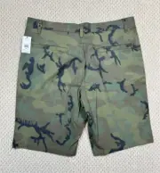 NEW $50 Volcom Shorts Men Size 38 Green Camo V Monty Stretch 22 Chino Short