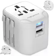 International Travel Adapter USB, Universal Travel Plug Power Adapter, All in On