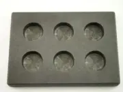 1 oz x 6 Round Gold Bar High Density Graphite Mold 6-Cavities - 1/2 oz Silver
