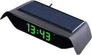 Car Solar Powered LCD Clock - Solar Powered Digital Temperature Meter | Portable and Easy to Install, Suitable for Trucks and Cars