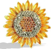 [HAFILO] Sunflower brooch pins for women color crystal rhinestones retro handmade elegant sun flower brooches pins, Metal, rhinestone
