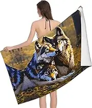 VPPUR Wolfs Print Camping Bath Towel 52 x 32 in Soft Highly Absorbent Quick Dry Towels for Bathroom