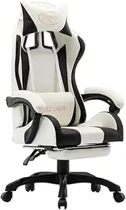 Office Chair with Casters and Retractable Footrest, Armchair, Height Adjustable, 360° Swivel, Desk Chair for Office Home, 64 x 65 x 111.5 cm