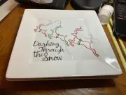 St. Nicholas Square Dashing Through The Snow Set of 2 Square Plates
