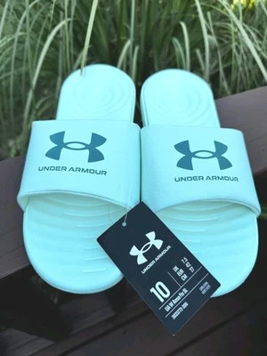 Under Armour Ansa Fixed Slides Comfort Flops NWT Women’s Sz 10 Seafoam Green