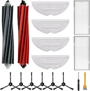 [Fixbetter] Accessory Kit for Roborock S8, S8+, S8 Pro Ultra Robot Vacuum Cleaner Replacement Parts, 2 Rubber Main Brushes, 2 Filters, 6 Side Brushes, 4 Mop Pads, 1 Cleaning Brush, 1 Screwdriver