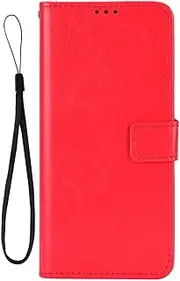 [HWPIVOX] Leather Case for Motorola Edge 30 Pro, Wallet Case for Motorola Edge 30 Pro Flip PU Leather Cover, Magnetic Buckle Protection Phone Cover for Motorola Edge 30 Pro Case Red