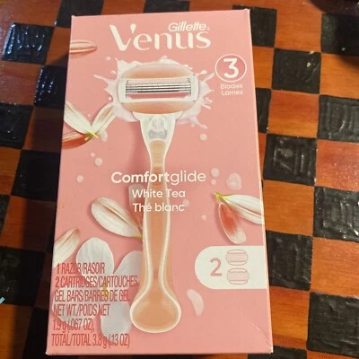 Gillette Venus ComfortGlide White Tea 3 Blade Razor with 1 razor 2 cartridges