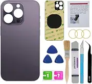 OEM Rear Back Glass Replacement for iPhone 14 Pro Max 6.7 inches with Reparing Toolkit and Pre-Installed Adhesive (Deep Purple)
