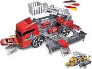 2-in-1 Truck with Integrated car Park, high-Quality Toy Set in Boys, Adults and Parents, Vehicle, car Model, Complete Set, Truck, Excavator, Helicopter, Tractor, Crane, fire Engine