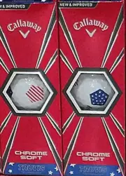 6 Callaway Chrome Soft Golf Balls - White USA Flag - Truvis - TWO SLEEVE - NEW