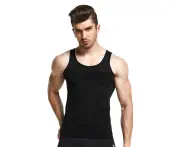 Slimming Tank Top Mens Body Shaper Compression Vest Singlet Black White